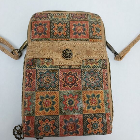 Cork Crossbody Bag Women Small Unique Purse 3 Zip Pockets Phone Case Travel Boho - Picture 2 of 16